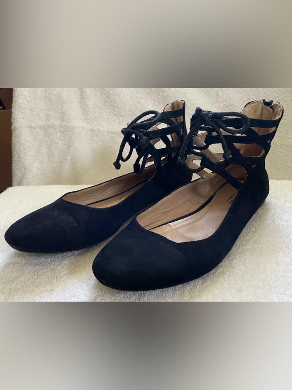 Seychelles black suede flats. Size 7.